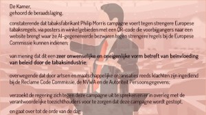 tweede kamer veroordeelt campagne philip morris